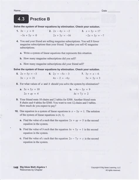 How to Use 4.3 Practice B Answer Key